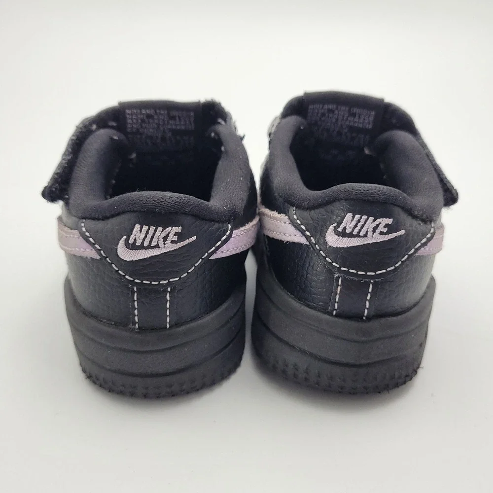 Nike Air Force 1 Baby 6C Black Purple Leather Hook & Loop Low Top HJ6764-001